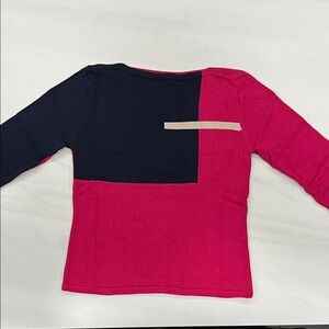 mac & jac Women's Colorblock Crewneck Sweater in Fuchsia and Navy